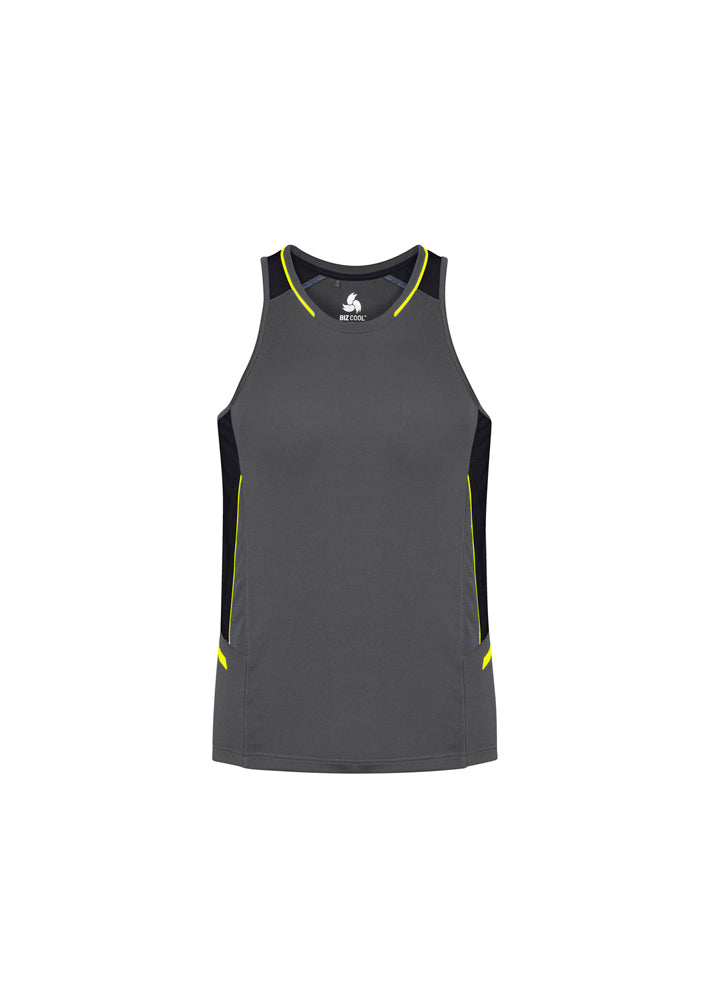 Biz Collection Mens Renegade Singlet White/Black/Silver