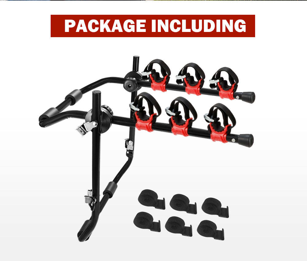 FIERYRED 3 Bike Bicycle Carrier Universal Trunk Foldable
