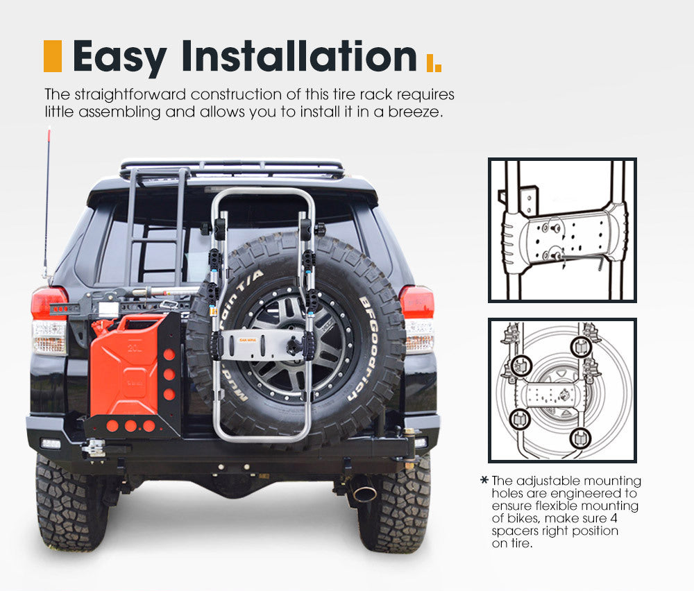 SAN HIMA 2 Bicycle Bike Carrier Spare Tire Rack Foldable