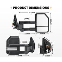 SAN HIMA Pair Extendable Towing Mirrors for Isuzu D-MAX MY2012-MY2019 Black