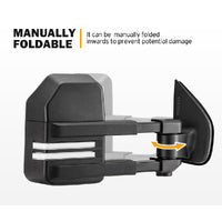 SAN HIMA Pair Extendable Towing Mirrors for Isuzu D-MAX MY2012-MY2019 Black