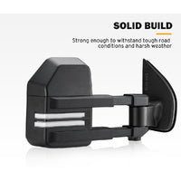 SAN HIMA Pair Extendable Towing Mirrors for Isuzu D-MAX MY2012-MY2019 Black