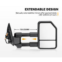 SAN HIMA Pair Extendable Towing Mirrors for Isuzu D-MAX MY2012-MY2019 Black