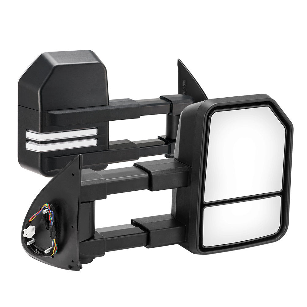 SAN HIMA Pair Extendable Towing Mirrors for Toyota HILUX 2005-2015 Black