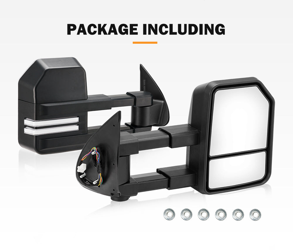 SAN HIMA Pair Extendable Towing Mirrors for Toyota HILUX 2005-2015 Black