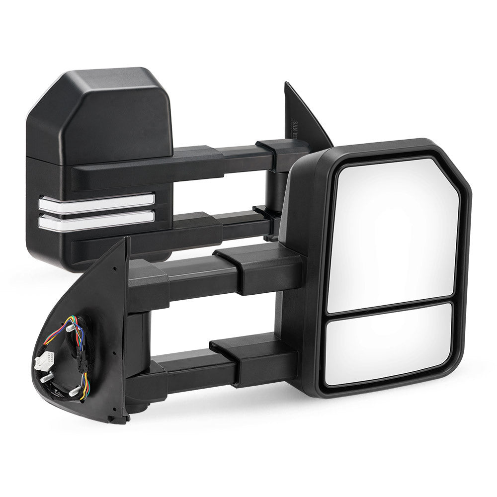 SAN HIMA Pair Extendable Towing Mirrors for Toyota HILUX 2005-2015 Black