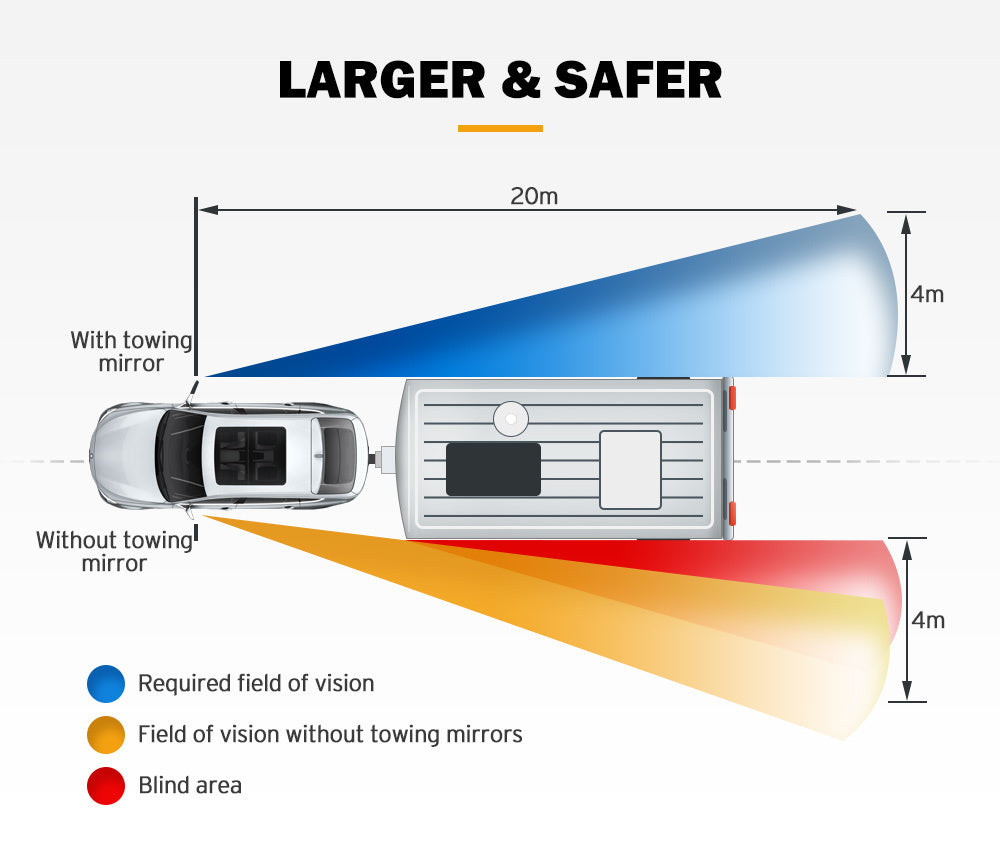 SAN HIMA Extendable Towing Mirrors for Toyota Hilux 2015-ON