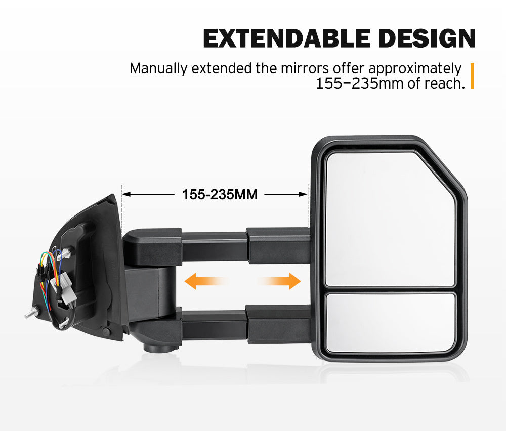 SAN HIMA Towing Mirrors for FORD RANGER Wildtrak MK PX PX2 PX3 XL XLT XLS 2012-MY2021