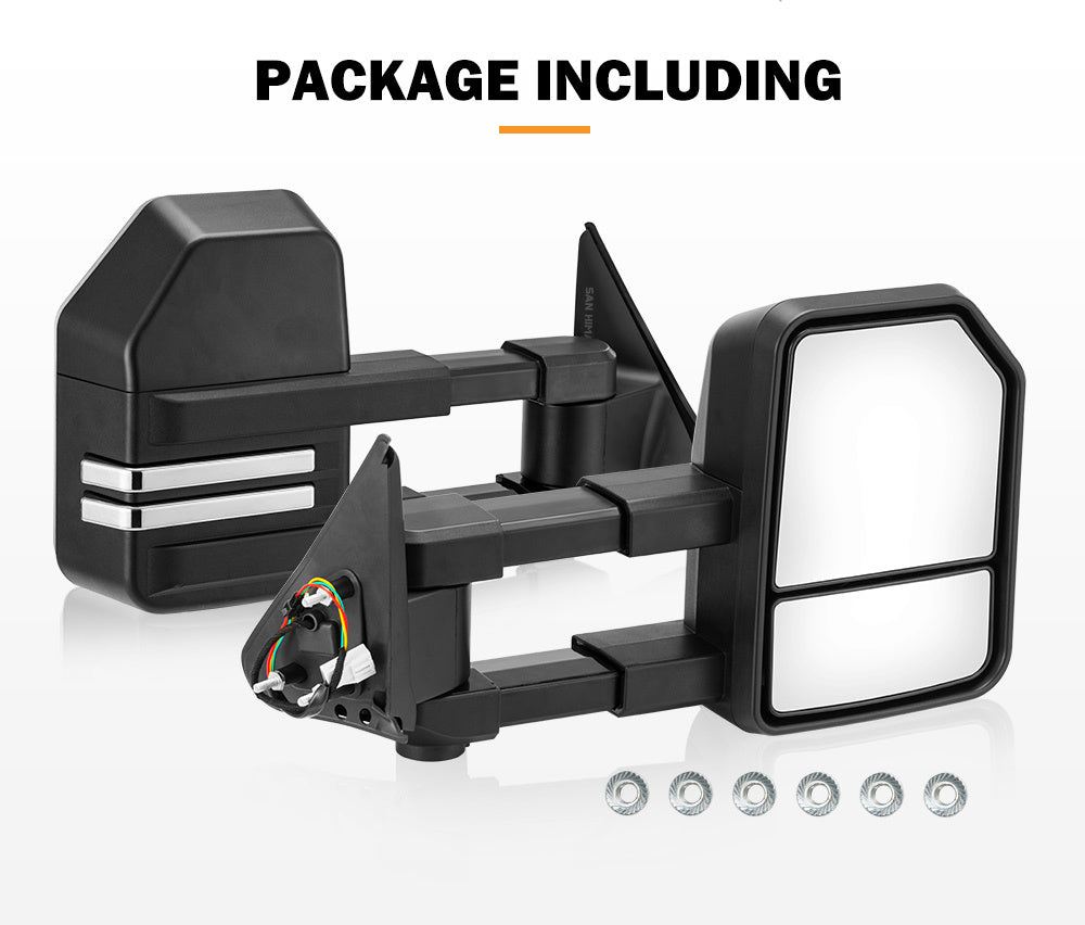 SAN HIMA Extendable Towing Mirrors fit NISSAN PATROL GU/Y61 1997-2016 Black