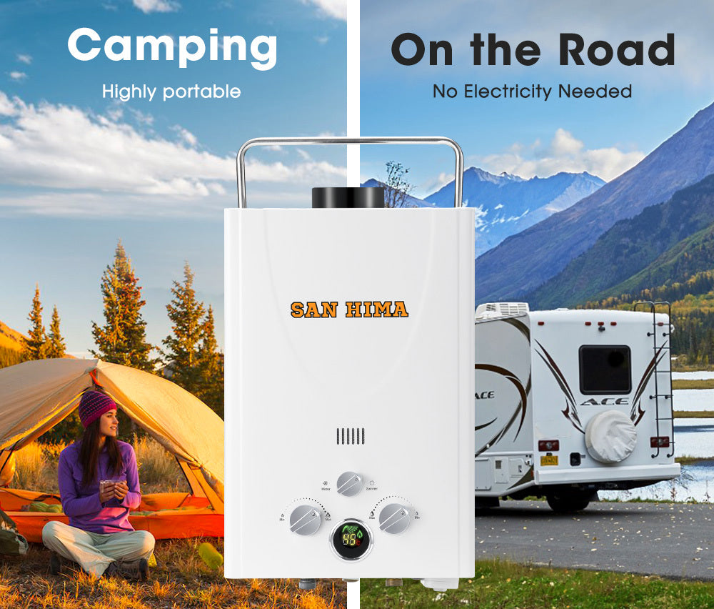 SAN HIMA Portable Gas Water Heater System 8L Outdoor Camping Shower Caravan