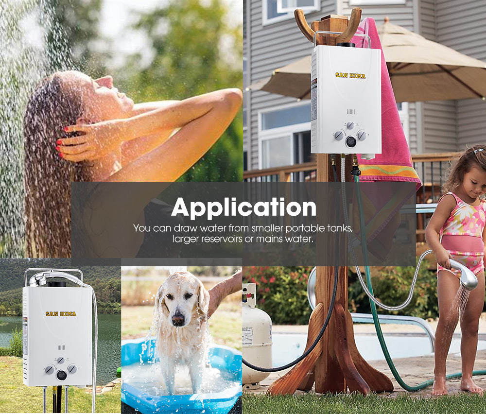 SAN HIMA Portable Gas Water Heater System 8L Outdoor Camping Shower Caravan
