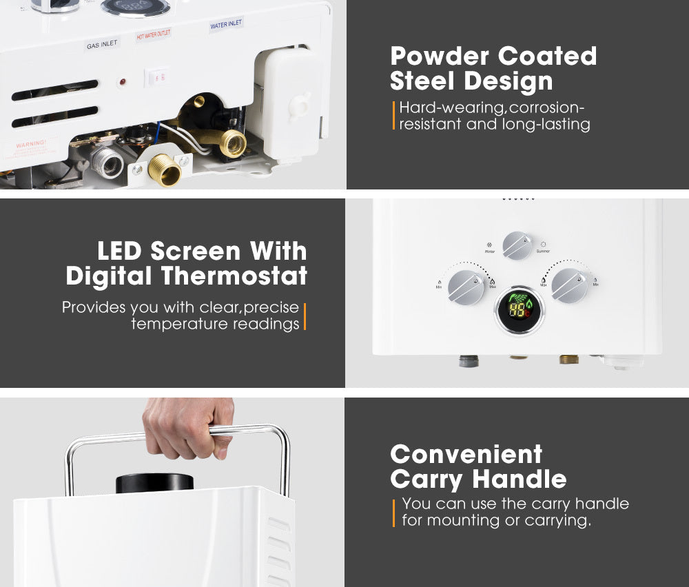 SAN HIMA Portable Gas Water Heater System 8L Outdoor Camping Shower Caravan