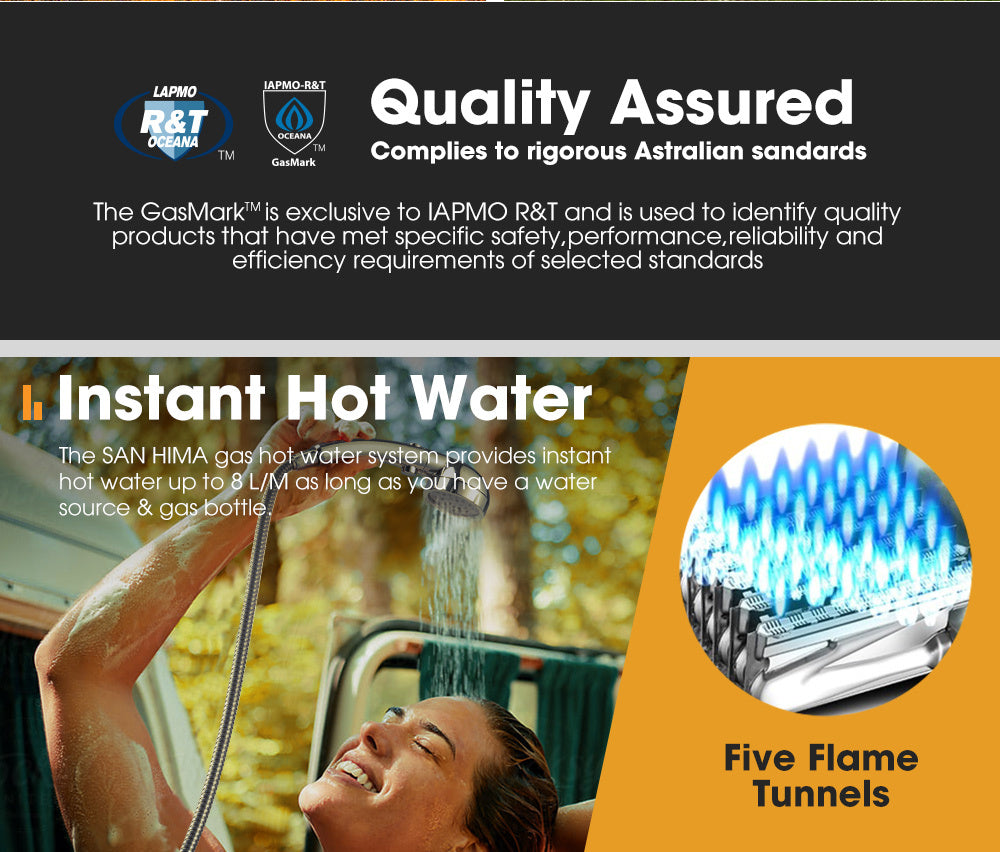 SAN HIMA Portable Gas Hot Water Heater System 8L Caravan Outdoor Camping Shower