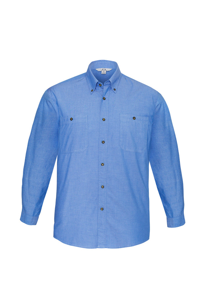 Biz Collection Mens Wrinkle Free Chambray Long Sleeve Shirt