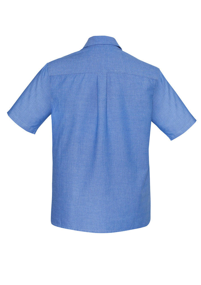 Biz Collection Mens Wrinkle Free Chambray Short Sleeve Shirt