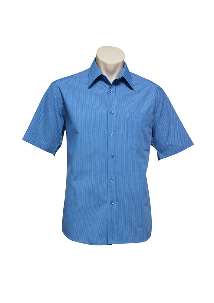 Biz Collection Mens Micro Check Short Sleeve Shirt