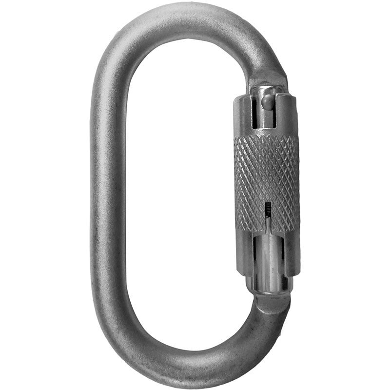 Oval Steel Tw 22kN Steel Karabiner 18mm Screwgate 10kN Side Loading Silver