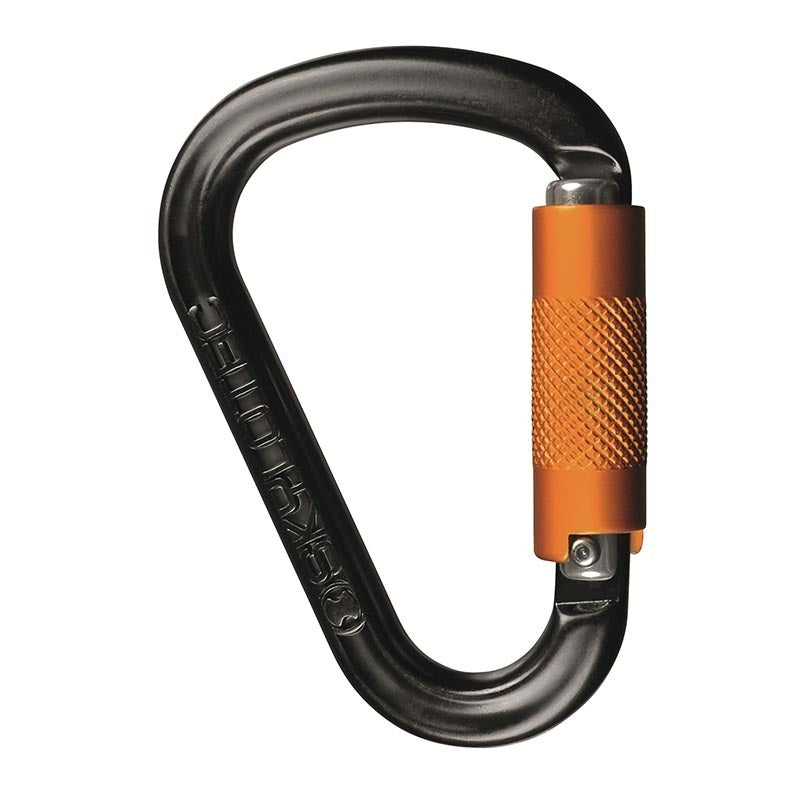Passo Tw 22kN Alloy Karabiner 30mm Twist Lock Gate Black/Orange