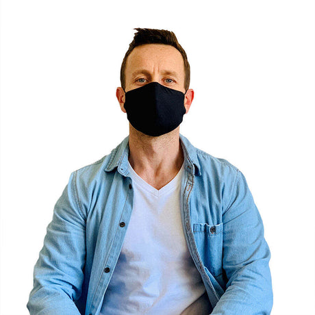 3ply reusable, washable cloth face mask, m-l, black