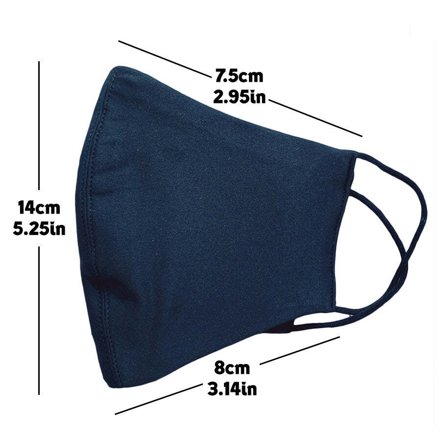 3ply reusable, washable cloth face mask, m-l, black