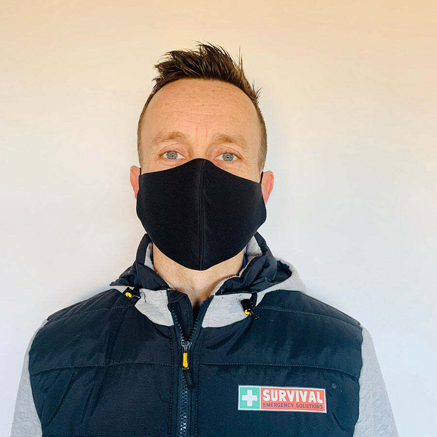 3ply reusable, washable cloth face mask, s-m, black