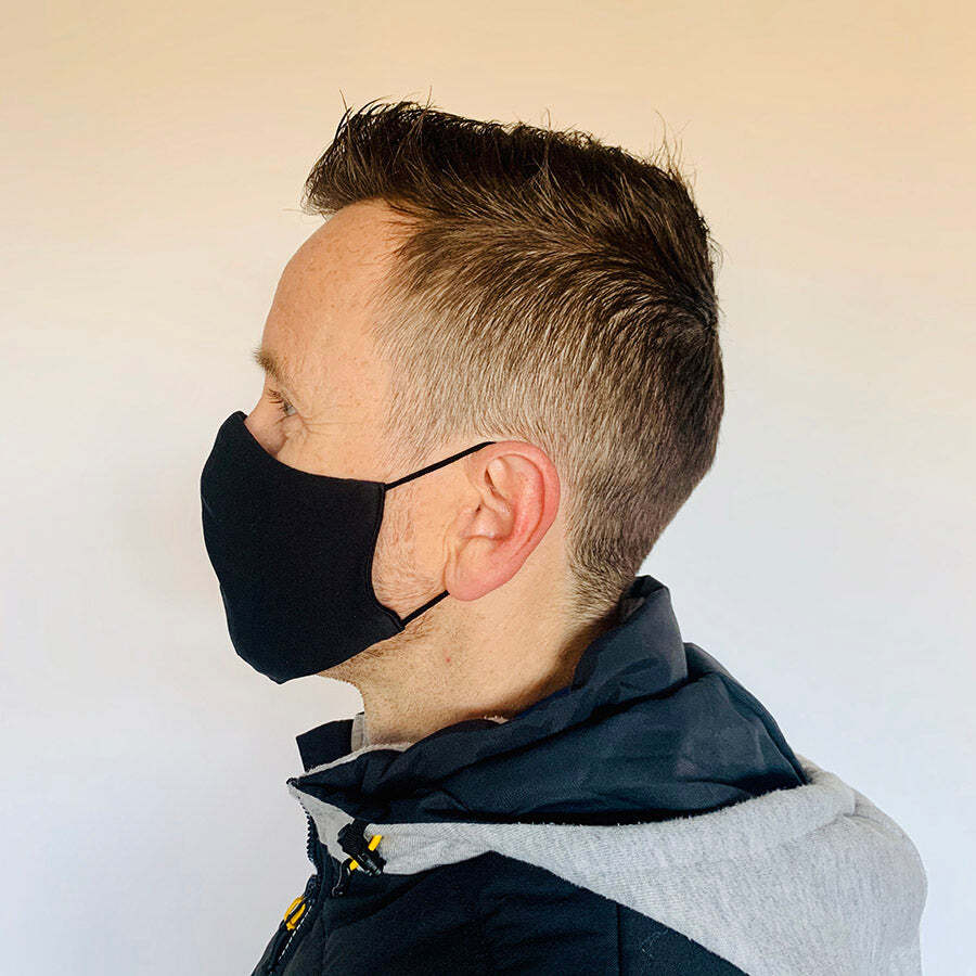 3ply reusable, washable cloth face mask, s-m, black