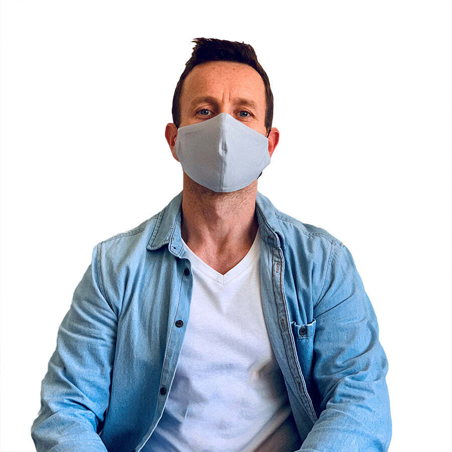 3ply reusable, washable cloth face mask, s-m, grey