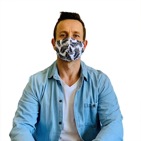 3ply reusable, washable cloth face mask, s-m, palm leaves