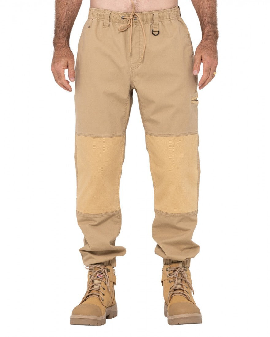 Heavy Lifts Elastic Cuffed Pant Colour Khaki