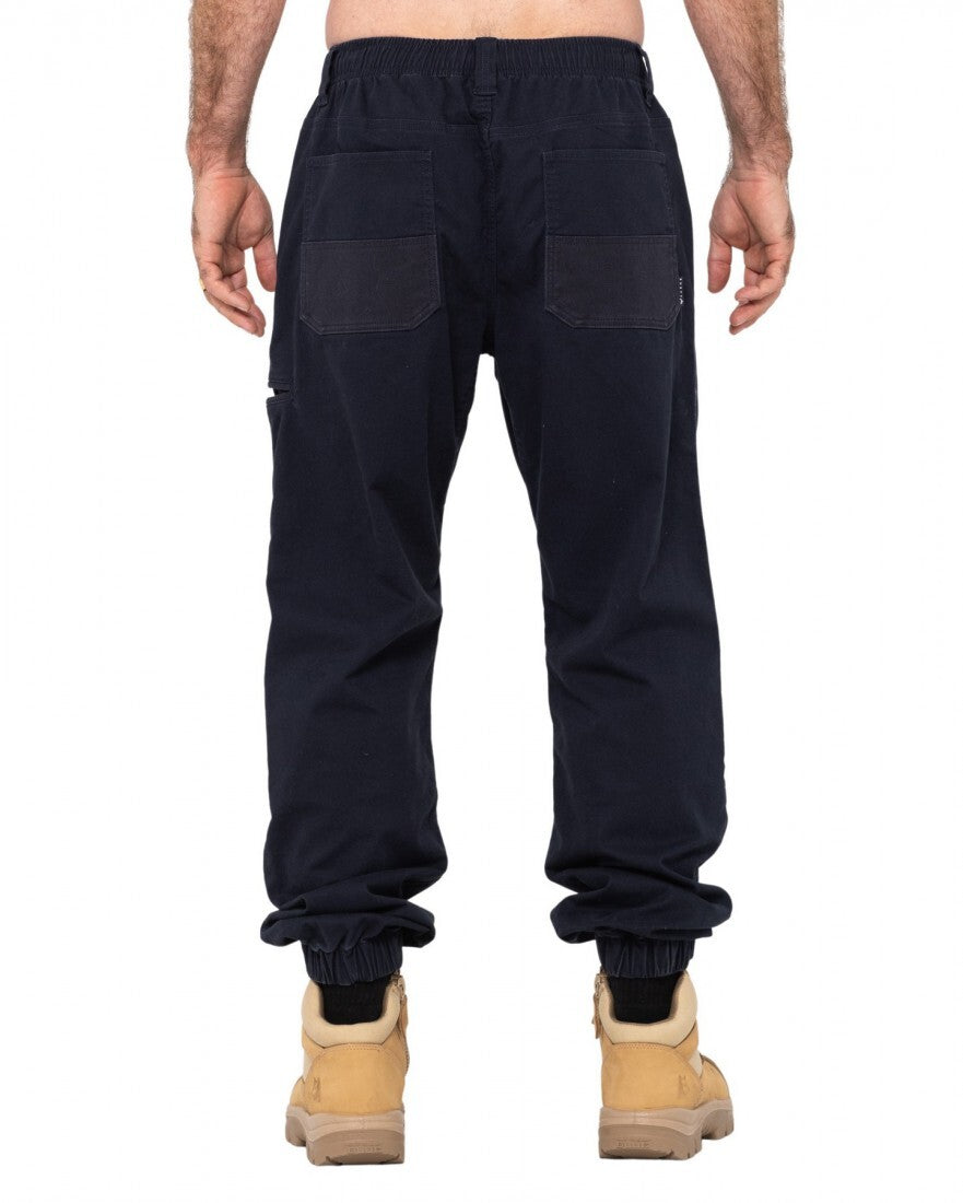 Heavy Lifts Elastic Cuffed Pant Colour Navy Blue