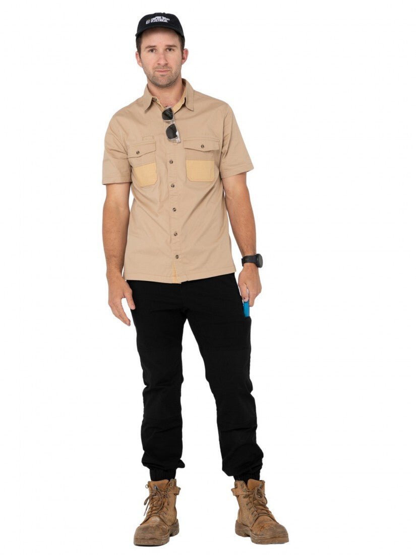 Grindstones Short Sleeve Shirt Colour Khaki
