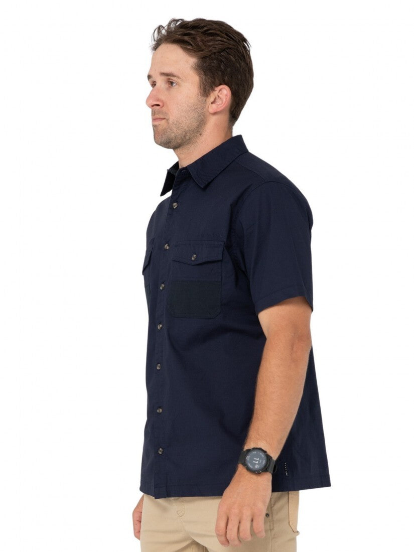 Grindstones Short Sleeve Shirt Colour Navy Blue