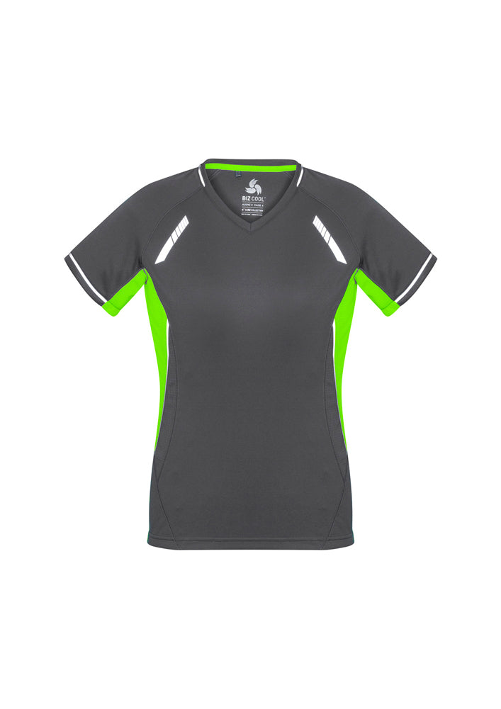 Biz Collection Ladies Renegade Tee Royal/Navy/Fluoro Orange