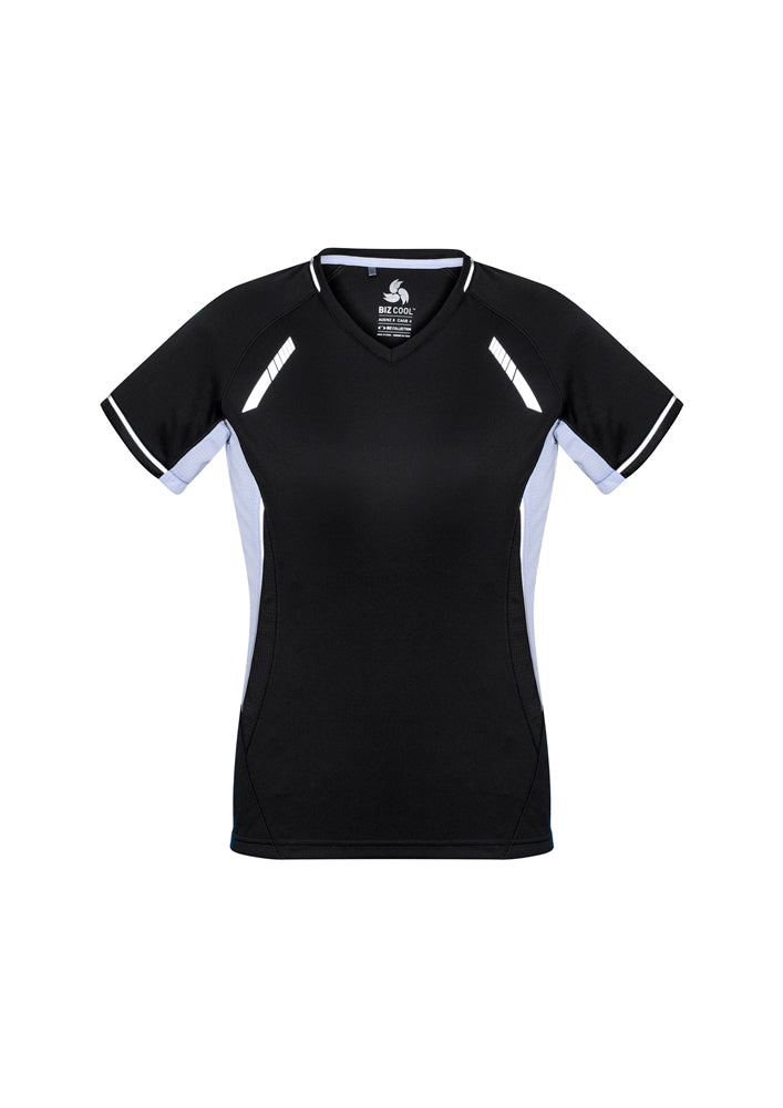 Biz Collection Ladies Renegade Tee Grey/Black/Fluoro Yellow