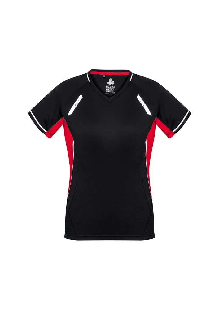 Biz Collection Ladies Renegade Tee Magenta/Black/Silver