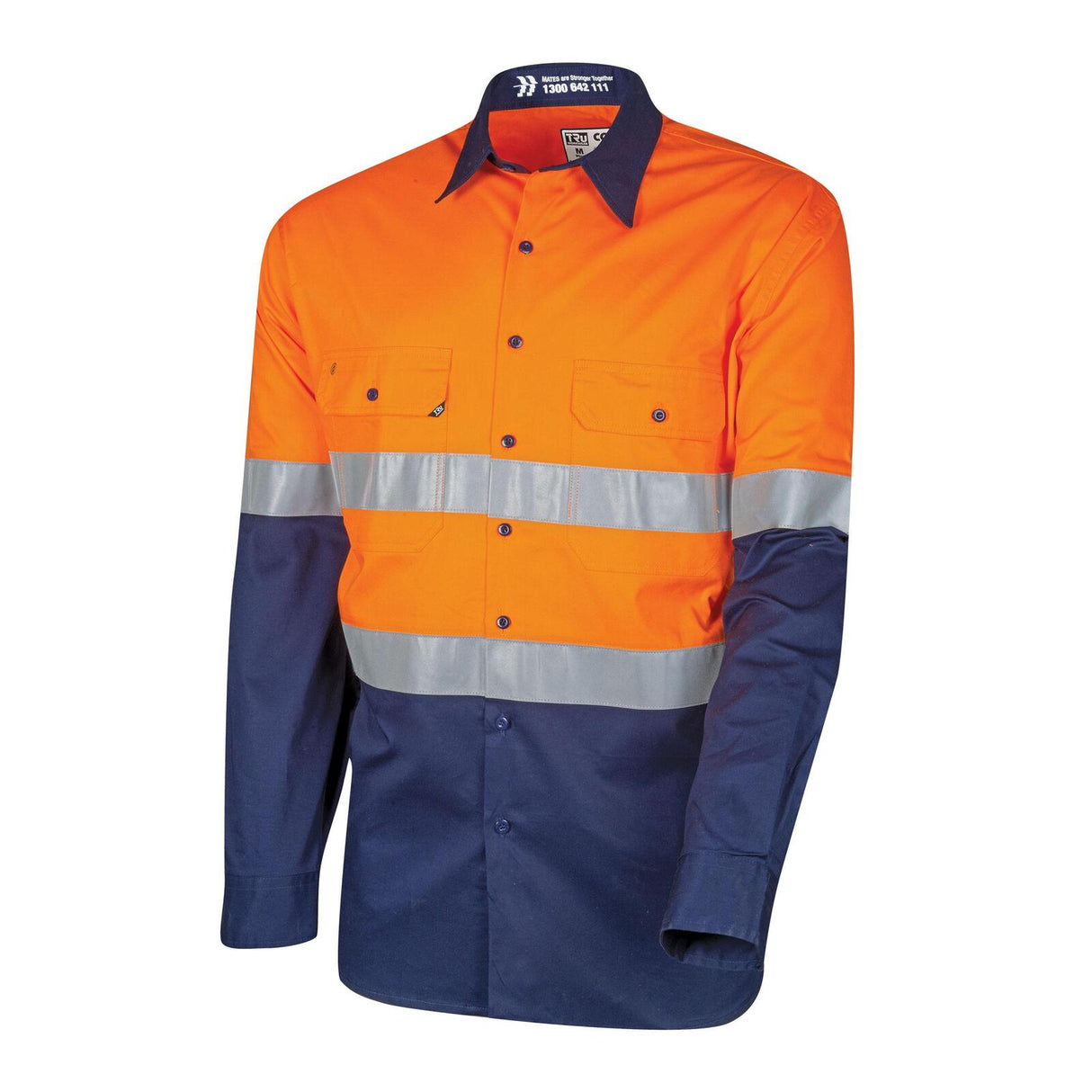 TRU Workwear Lightweight Vented Hi-Vis Drill Shirt with Reflective Tape