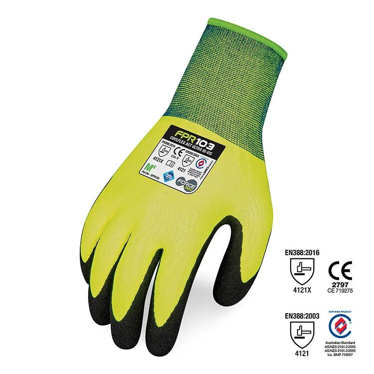 Force360 CoolFlex AGT Ultra Hi Vis Nitrile Glove 12 Pack