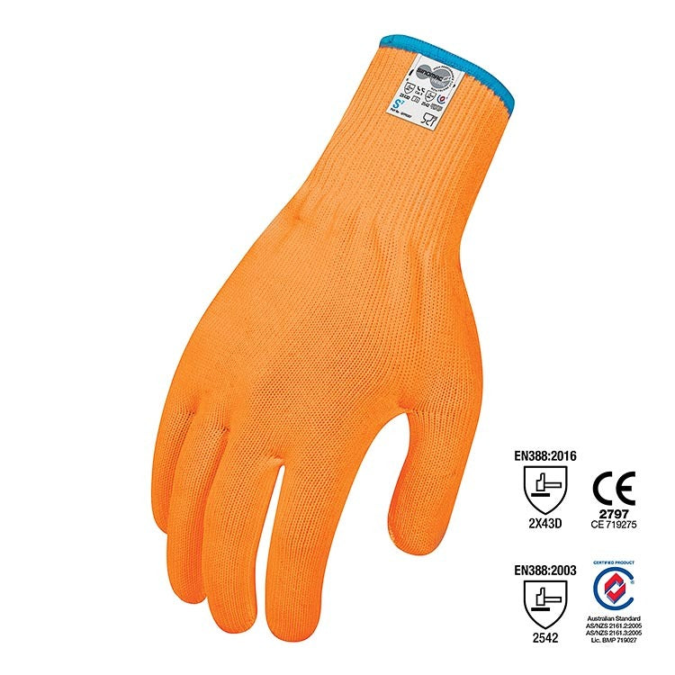 Force360 Cut 5 Hi-Vis Orange Food 13 gauge Glove 12 Pack