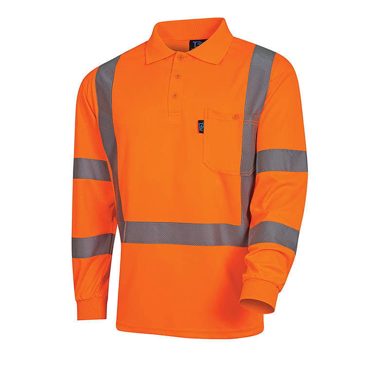 TRU Workwear Longsleeve Micromesh Hi-Vis Polo Shirt with TruVis Reflective Tape
