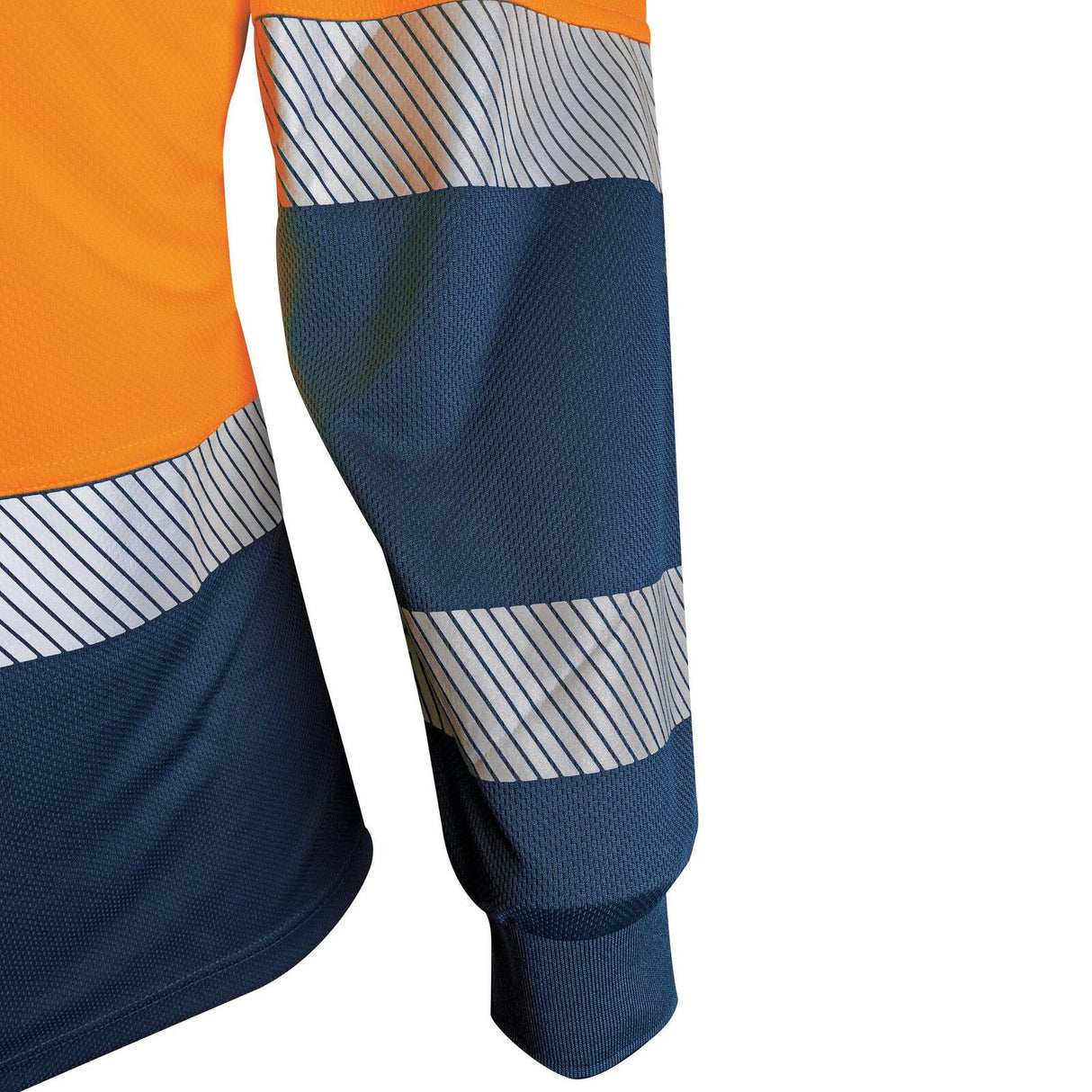 TRU Workwear Recycled Anti-Microbial Micromesh L/S Two Tone Hi-Vis Polo Shirt With Segmented Tape