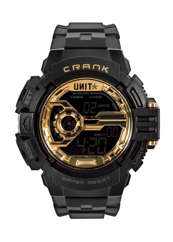 Unit Mens Watch Crank Black Gold OSFM Blk Gold