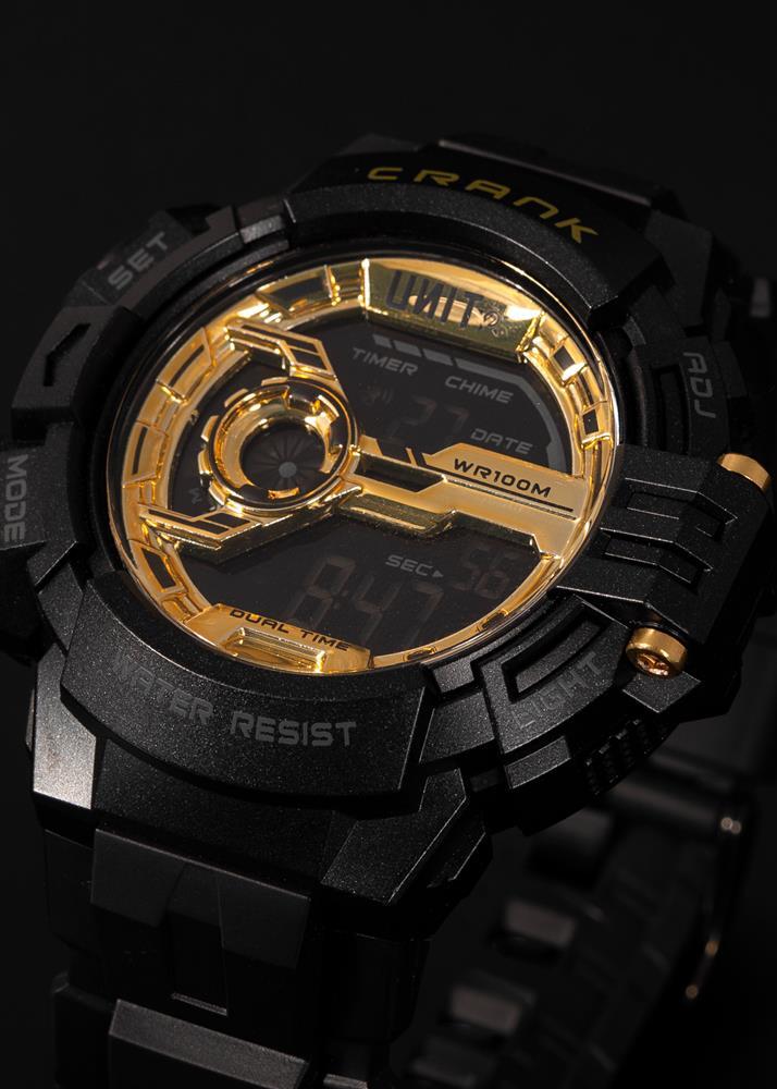 Unit Mens Watch Crank Black Gold OSFM Blk Gold