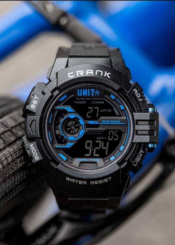 Unit Mens Watch Crank Black Blue OSFM Black