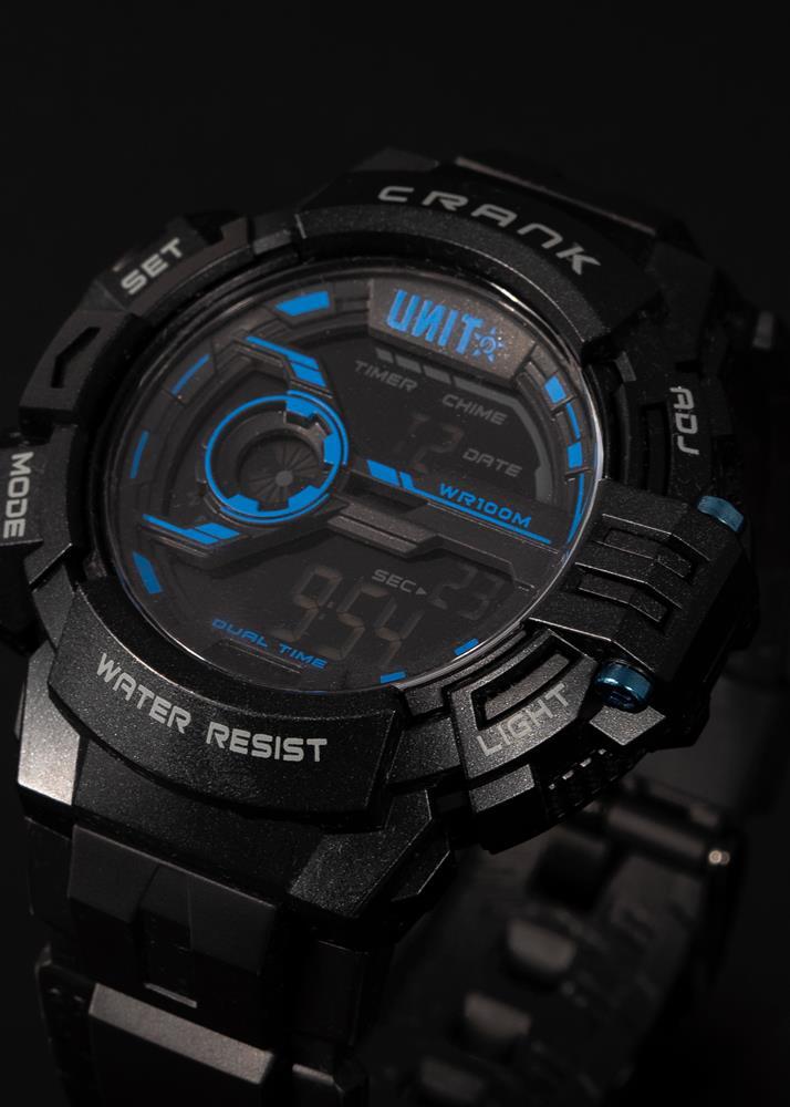 Unit Mens Watch Crank Black Blue OSFM Black
