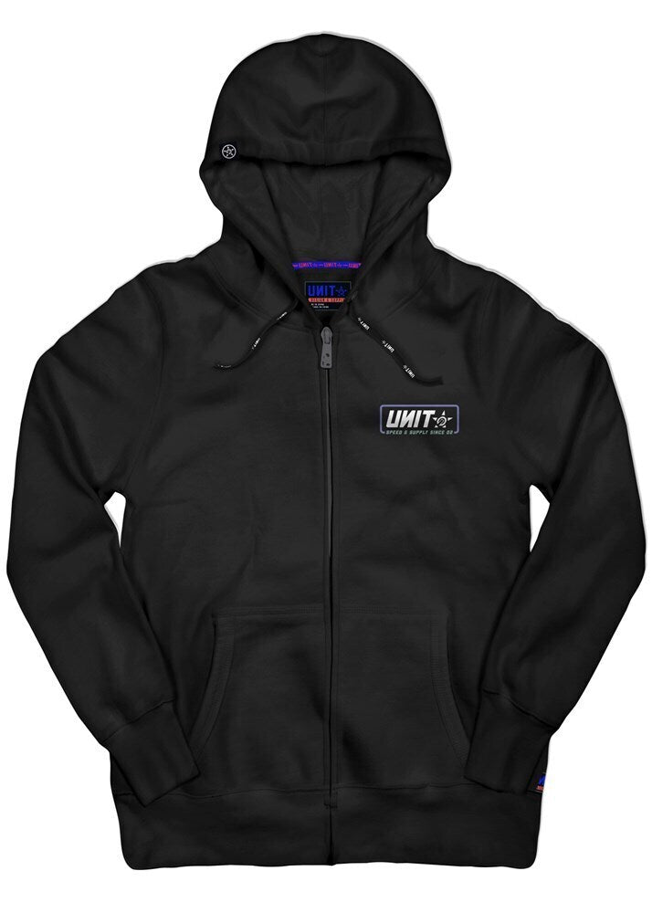 Unit Mens Fleece Hoodie Clapped Black
