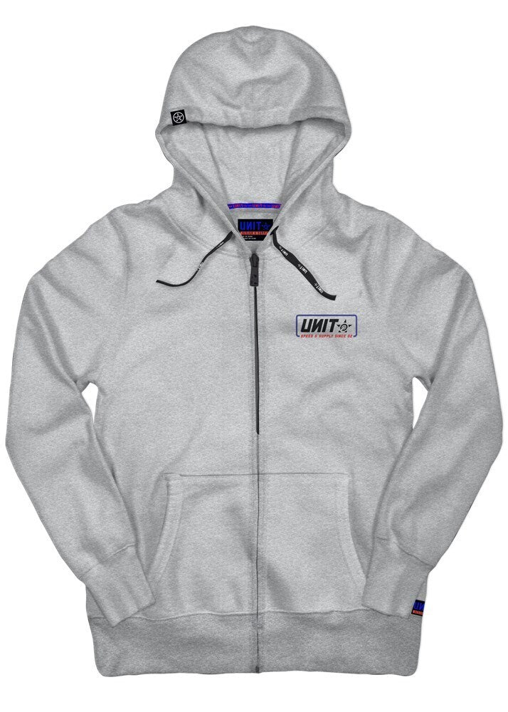 Unit Mens Fleece Hoodie Clapped Grey Marl