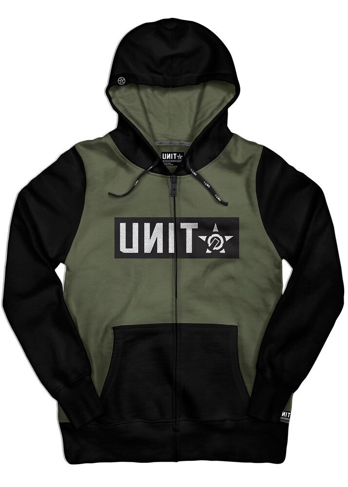 Unit Mens Fleece Hoodie Shelter Military