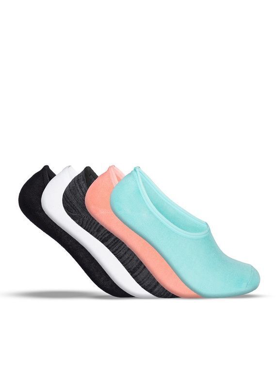 Unit Ladies Socks No Show 5 Pack Staple Multi Colour