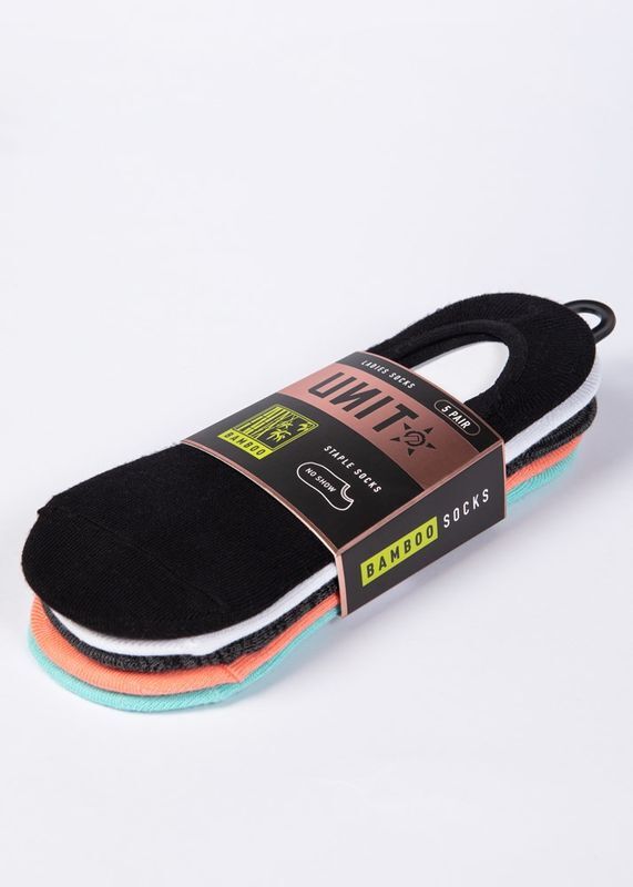 Unit Ladies Socks No Show 5 Pack Staple Multi Colour
