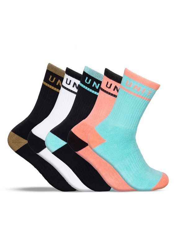Unit Ladies Socks Hi-Lux 5 Pack Staple Multi Colour